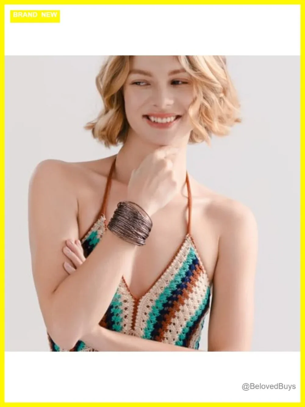 Layered Boho Chunky Wrap Bracelet Stackable Faux Leather Magnetic Clasp